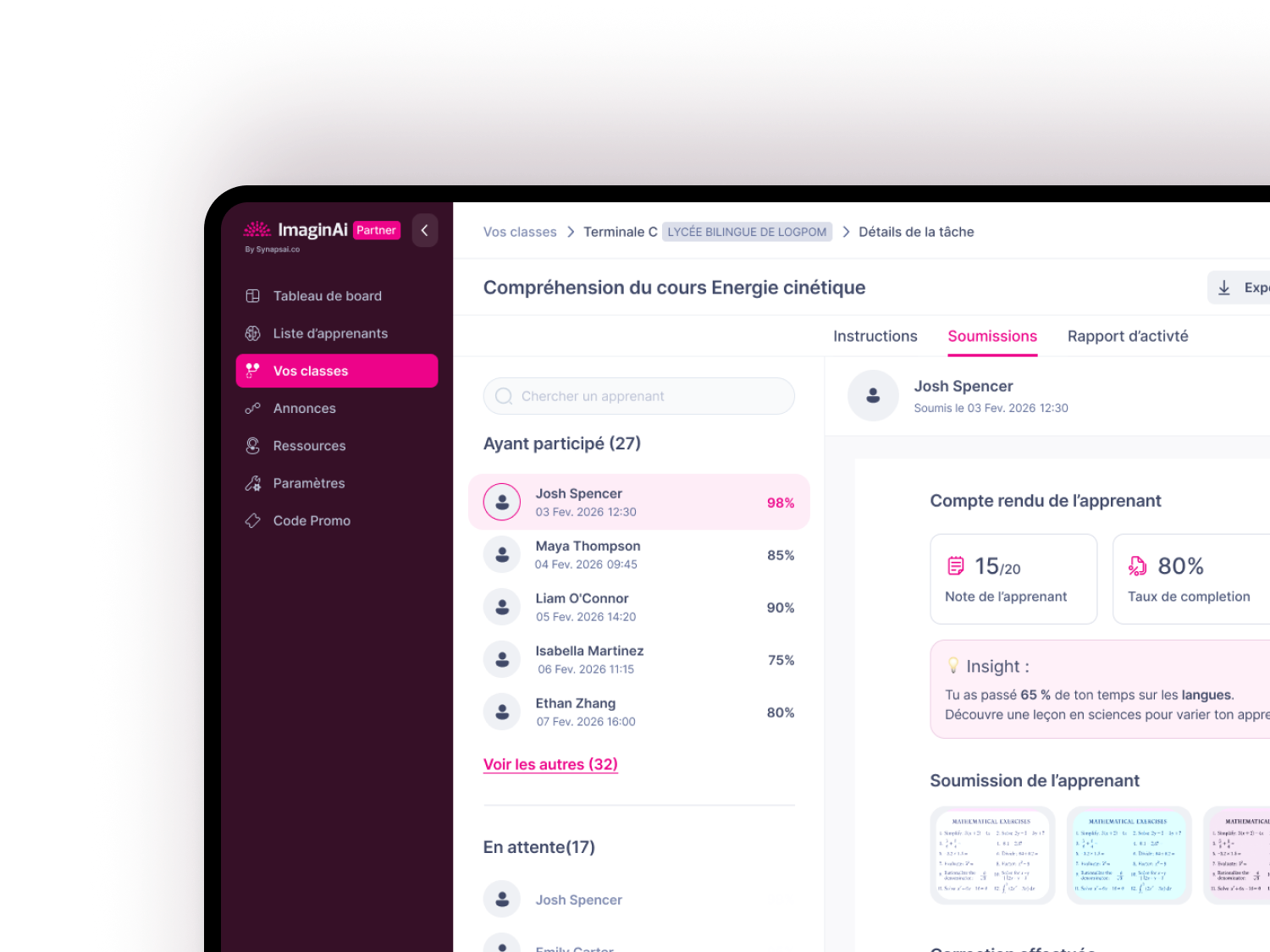 Aperçu plateforme enseignants (placeholder)
